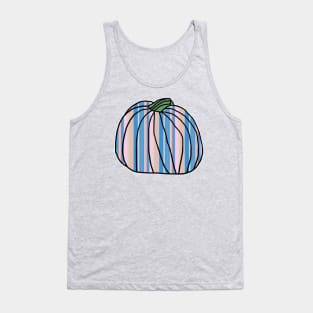 Halloween Horror Pumpkin Light Blue Pink Stripes Tank Top